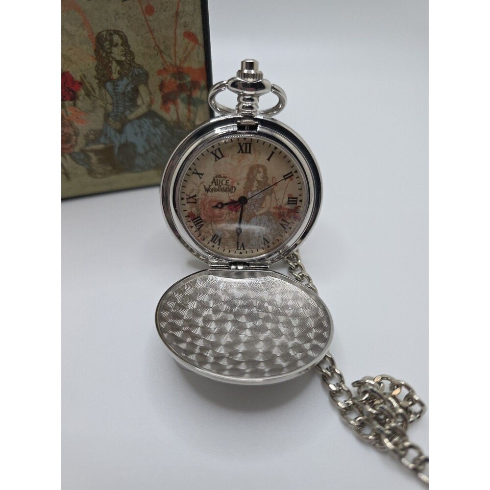 Vintage Disney Alice In Wonderland Tim Burton Pocketwatch Watch Limited Edition - Picture 2 of 4